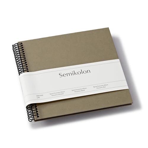 Semikolon 370002 Spiral Album Piccolino - 17 x 17 cm - Fotoalbum, 20 Seiten schwarz, Fotobuch, fango beige von Semikolon