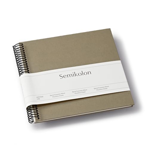 Semikolon 370006 Spiral Album Piccolino - 17 x 17 cm - Fotoalbum, 20 Seiten cremeweiß, Spiral-Fotobuch, fango beige von Semikolon