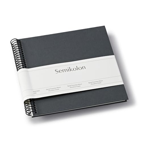 Semikolon 370008 Spiral Album Piccolino – 17 x 17 cm – Fotoalbum, 20 Seiten cremeweiß, Spiral-Fotobuch, lava stone grau von Semikolon