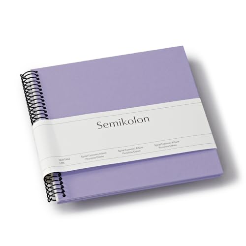 Semikolon 370009 Spiral Album Piccolino – 17 x 17 cm – Fotoalbum, 20 Seiten cremeweiß, Spiral-Fotobuch, lilac silk lila von Semikolon