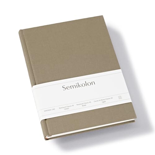 Semikolon 370042 - Notizbuch Classic A5 liniert - 160 Seiten, cremeweißes Papier – Lesezeichen – fango beige von Semikolon