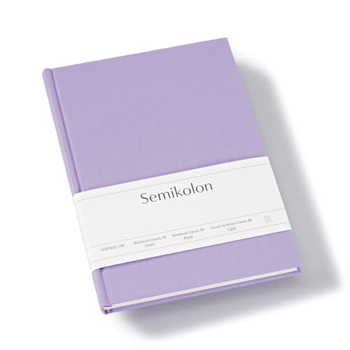 Semikolon 370045 - Notizbuch Classic A5 liniert - 160 Seiten, cremeweißes Papier – Lesezeichen – lilac silk lila von Semikolon