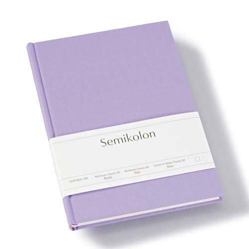 Semikolon 370049 - Notizbuch Classic A5 blanko - 160 Seiten, cremeweißes Papier – Lesezeichen – lilac silk lila von Semikolon