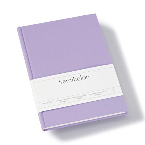 Semikolon 370053 - Notizbuch Classic A5 dotted - 160 Seiten, cremeweißes Papier – Lesezeichen – lilac silk lila von Semikolon