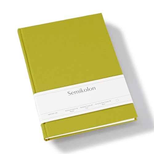 Semikolon 370055 - Notizbuch Classic B5 blanko - 176 Seiten, cremeweißes Papier – Lesezeichen – matcha hell-grün von Semikolon