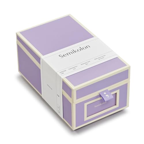 Semikolon 370086 Visitenkartenbox - alphabetisches Register - 10,5 x 18 x 8,3 cm - Business-Card-Box - lilac silk lila von Semikolon