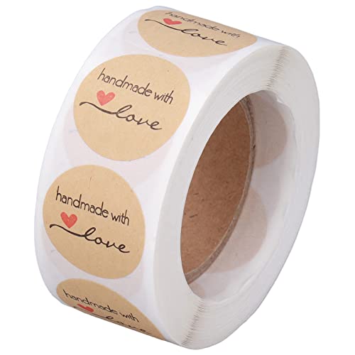 Handgefertigte, Runde „Spread The Love“-Aufkleber aus Natürlichem Kraftpapier, Marmeladen- oder Gelee-Etiketten, 500 Etiketten Pro Rolle, Zum Lernen, Etikettieren von von Semme