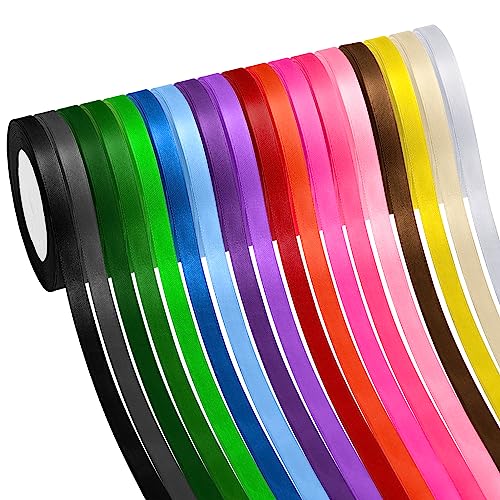 Semoss Polyester Satinband,18 Farben Geschenkband Set Seidenbänder Stoffband 10mm x 22m Dekoband für DIY-Handwerk,Geschenke Verpacken,Hochzeit von Semoss