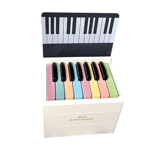 Spielbarer Klavier-Schreibtischkalender 2024, 3D-Notizblock, Kalender mit 52 Weltberühmten Liedern, ästhetisches Geburtstagsgeschenk für Musikliebhaber (White) von SenShuang