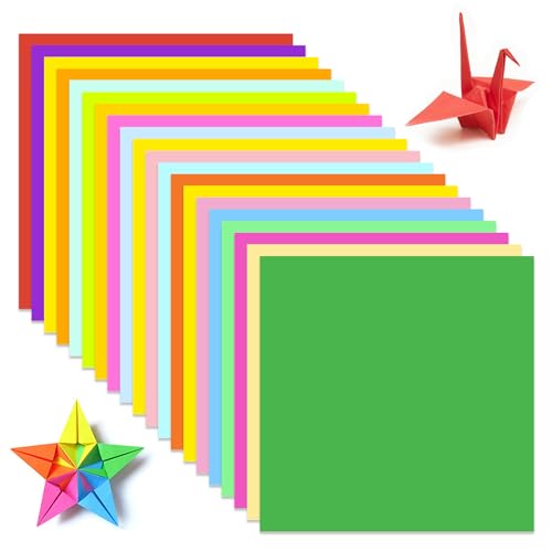 200 Blatt Origami Papier 15x15 cm Faltpapier Bunt 20 Farben Bastelpapier Doppelseitig Buntes Papier zum Basteln DIY Kunst von SenZee