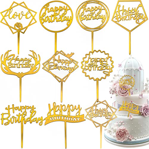 Happy Birthday Cake Topper Tortendeko Torten Topper Tortendeko Geburtstag Set Acryl Glitter Tortenstecker Dekoration 10 Stück von SenZee