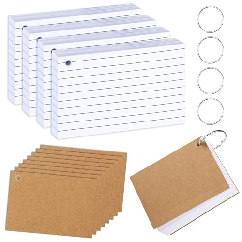 Karteikarten Liniert mit Ring Lernkarten Linierte Karteikarten Vokabeln Groß 13x7.5cm Flashcards Vokabelkarten zum Lernen Schule 200 Stk von SenZee