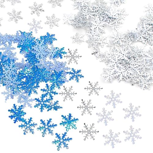 Schneeflocken Konfetti Streudeko Weihnachten Blau 900 Stück Schneeflocke Deko Streudeko Glitzer Weihnachten Tischdeko Confetti Weihnachts von SenZee