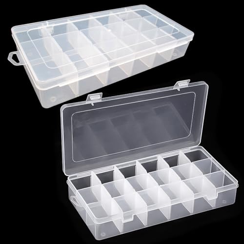 Sortierboxen für Kleinteile Organizer 2 Stück Sortierbox Perlen Aufbewahrungsbox Box mit 18 Fächern Sortierkasten Kleinteile für Schmuck Angelköder von SenZee