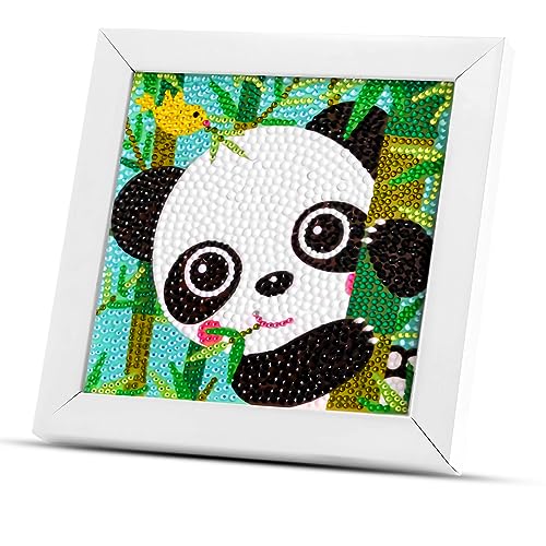 Senbos Diamond Painting Kinder, 5D Diamontpating Malerei Set mit Rahmen, DIY Diamant Malerei Erwachsene Kinder, Diamond Painting Panda für Home Wand Decor, Basteln Panda Geschenk für Mädchen Junge von Senbos