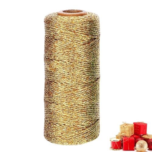 1 Rolle 100m Goldfaden 1mm Dicke,1 mm Goldene Metallic Kordel, Glitzerband für Weihnachtsdekoration, Handwerk und Geschenkverpackung,Nylonfaden für Basteln und Keramik Kerzenhalter Set,Goldene von Senchinner