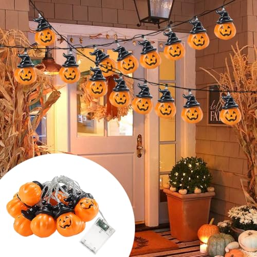 Kürbis Lichterkette, Halloween Dekoration Lichterkette 3M 20 Stück LED, Halloween Lichterkette,Halloween kürbis für Halloween Stimmungsvolle Dekoration für drinnen und draußen von Senchinner