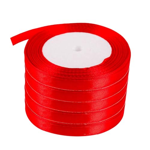 5 Rollen Satinband, 10mm Geschenkpapier Band Rolle 22m Stoffbänder für Geschenkverpackung, Basteln, Hochzeitsdekoration (Rot) von Senda