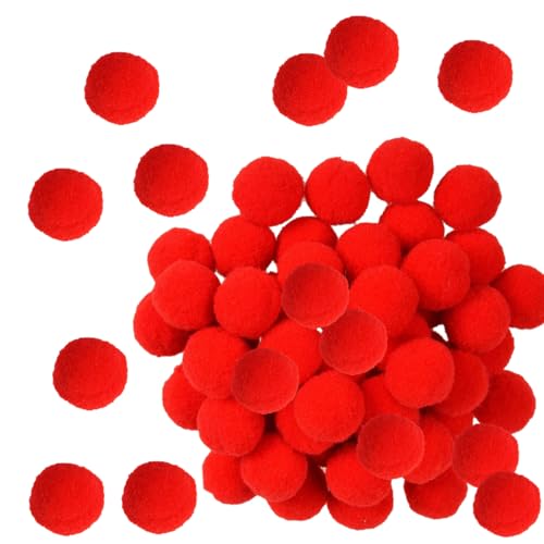 Senda 500 Stück Bastel-Pompons, 2 cm, flauschige Weihnachts-Pompons, Bälle für Bastelarbeiten, Dekoration (rot) von Senda