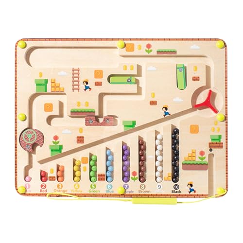 Magnetisches Labyrinthbrett, Magnetfarb- und Zähllabyrinth | Magnetperlen-Rätsel, Zählspielzeug, Brettspiel - Lernspielzeug zum Zählen, passendes Holzpuzzle, Lern- und Lernspielzeug für die kognitive von Senermter