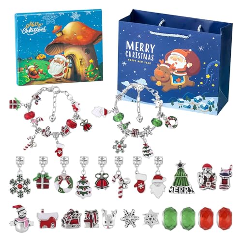 Senermter Adventskalender für Mädchen, Weihnachts-Countdown-Kalender, Kristall-Adventskalender Countdown-Kalender, Schmuckherstellungsset für Damen, süßer Schmuck für Weihnachten, Geburtstag, Neujahr von Senermter