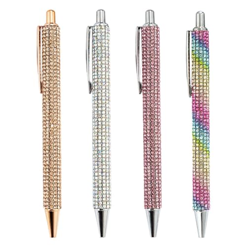 Senermter Kugelschreiber Mit Strasssteinen, Glitzernde Stifte, Einziehbarer Tinten-Strassstift, Metallglitzer Kugelschreiber Für Frauen, Zum Schreiben, Zeichnen, Journaling von Senermter