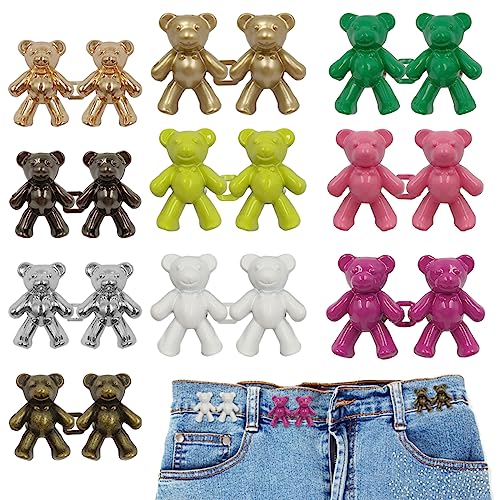 10 Paar Nette Bär Jeans Button Pins, SENHAI No Cuce Pant Waist Tightener, Einstellbare Jean Button Pin für Jeanshosen Damen Rock, Wiederverwendbar, abnehmbar von Senhai