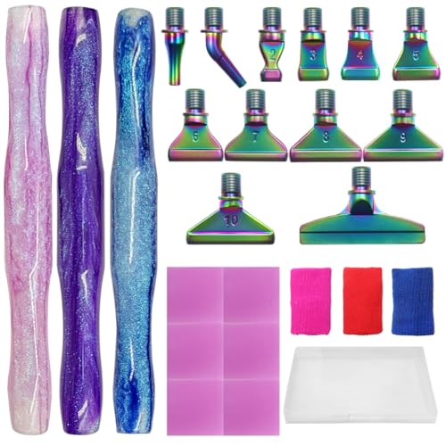 Senhai 24 Stück Diamond Painting Stift,Diamond Painting Zubehör Stift, bunte Metallspitzen, Schraubgewindespitzen, Diamond Painting Zubehör Stifte, Werkzeuge für DIY-Malerei, Handwerk von Senhai