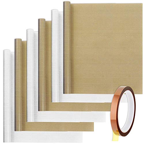 Senhai PTFE-Teflonbleche mit 1 Wärmeklebeband für Wärmepresse, Transferpapier, antihaftbeschichtet, hitzebeständig, Backunterlage (30 x 40 cm), Braun, Weiß, 6 Stück von Senhai