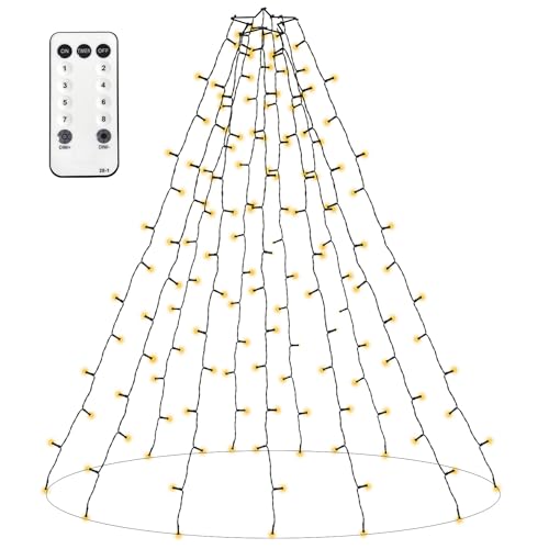 Senhui Christbaumbeleuchtung mit Sternenring, 2M 400er LED 20 Stränge 8 Leuchtmodi Weihnachtsbaum Lichterkette Innen Außen Dekor für 150cm-240cm Tannenbaum Warmweiß von Senhui