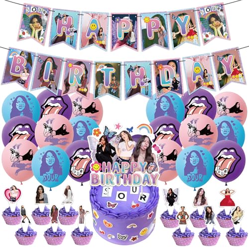 Olivia Great Rodrigo Birthday Party Decorations Supplies, Banner Olivia Rodrigo Balloons, Cake Topper Olivia Rodrigo Cake Decorations Cupcake Toppers von Senidea