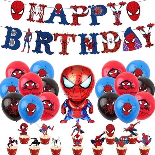 Spiderman Geburtstag Deko Kinder Spiderman Geburtstagsdeko Spiderman Luftballons Folienballon Spiderman Kindergeburtstag Party Dekoration Kuchendeko Cupcake Topper von Senidea