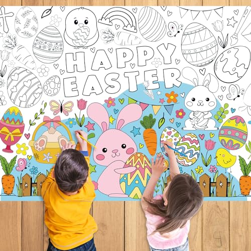 Ausmaltischdecke Kinder,Ostern Basteln Kinder,Ostergeschenke Kinder,Ostern Deko,Maltischdecke für Kinder,Riesige 110 x 80 cm DIY Papier-Tischdecke,Osternbasteln Kinder, Ostern-Bastelposter von Senken