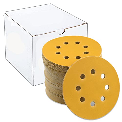 SenmaiTools Schleifpapier 125mm Klett 100 Körnung Schleifscheiben für 5 inch ​8 Loch Exzenterschleifer (100 Stück） von SenmaiTools