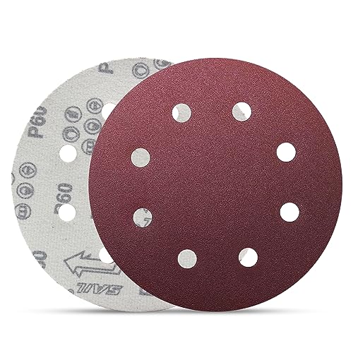 Senmai Tools Schleifscheiben 180mm klett 8 Löcher Körnung 120 Schleifpapier Durchmesser 180mm Rot für Trockenbauschleifer Exzenterschleifer Schleifgiraffe 30 Stück von SenmaiTools