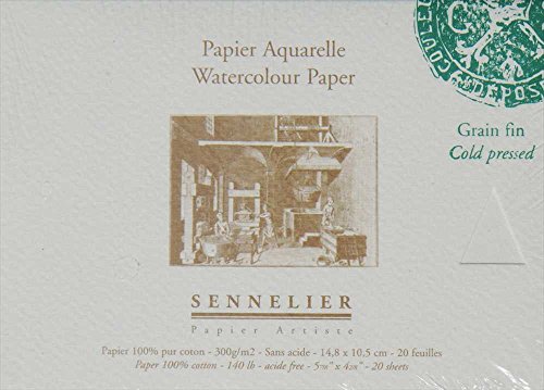 Sennelier Aquarellpapier 300 g/m2 - Blöck 20 fein Blatt - 41 x 31 cm von Sennelier