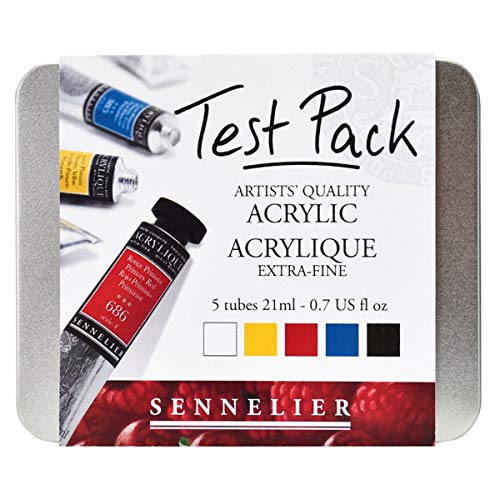 Sennelier – Metalldose mit 5 Acrylfarben, 21 ml, „Test Pack“ von Sennelier