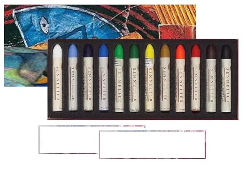 Sennelier Ölpastellkreiden, 12 Farben, Standardauswahl + 2 Karten von Sennelier