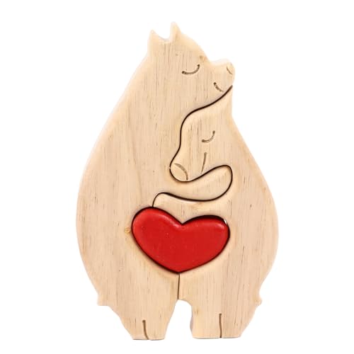 Personalisiertes niedliches Bären-Puzzle aus Holz, das personalisierte Kunstpuzzle der Bärenfamilie aus Holz, Geburtstagsgeschenke, Muttertag, Vatertag, Einweihungsdekoration, von Senrusa