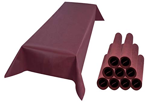 Sensalux Tischdecke, abwaschbar, Vorteilspack, 10 Stück, 1m x 2,5m, Bordeaux von Sensalux