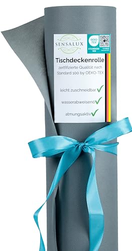 Sensalux Tischdeckenrolle, stoffähnliches Vlies, Standard 100 by Oeko-TEX® - Klasse I Zertifiziert, 1,18 m x 10 m Grau von Sensalux