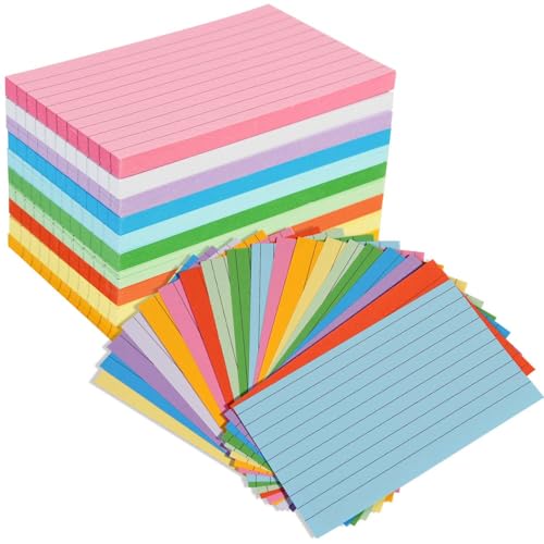 SenseYo Karteikarten, liniert, 7,6 x 12,7 cm, bunte Karteikarten zum Lernen schwerer Notizkarten für Büro, Zuhause, 500 Stück von SenseYo