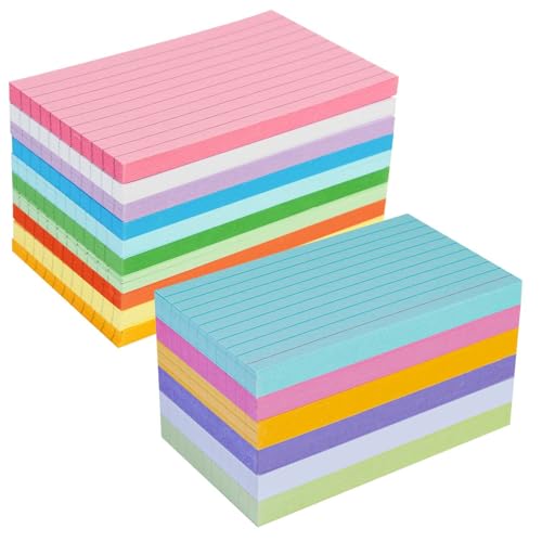 SenseYo Karteikarten, liniert, 7,6 x 12,7 cm, bunte Karteikarten zum Lernen schwerer Notizkarten für Büro, Zuhause, 800 Stück von SenseYo