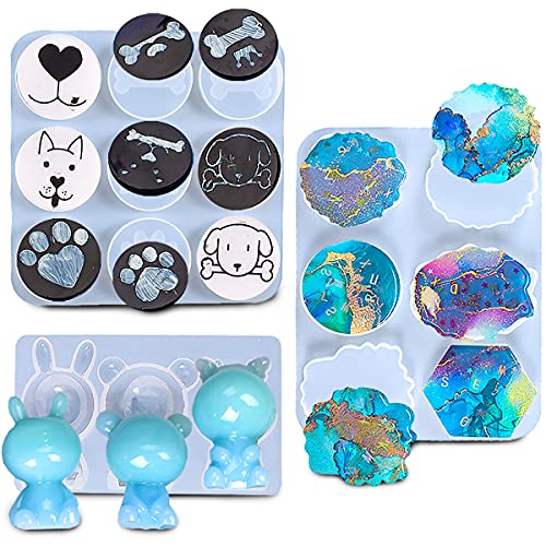 Senteen Resin Silikonform, 3pcs Epoxidharz Formen Tiere Resin Gießharz Harzgussformen DIY Silikonformen Set, Für Ornamente Harz Handwerk Anhänger Schlüsselanhänger von Senteen