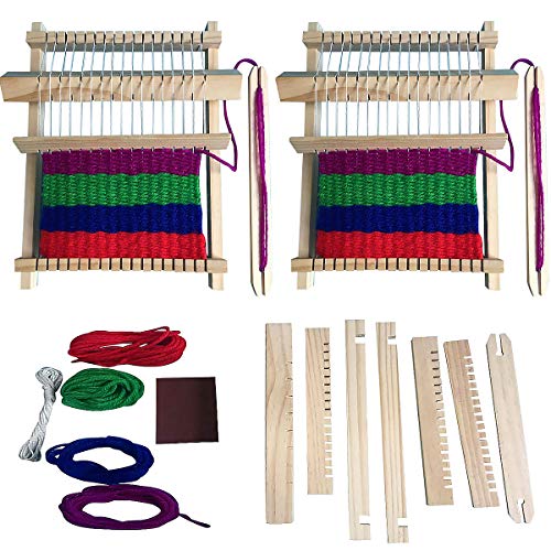 Senteen Webrahmen Aus Holz, 2pcs Webstuhl Handarbeits Weaving Loom Kit Schulwebrahmen Holzspielzeug Gelten Anfänger von Senteen