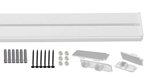 1-2- läufig Gardinenschiene Vorhangschiene Set Vorgebohrt mit Seitendeckel und Montagezubehör 1-laufig 100cm von Sento Gardinenstangen