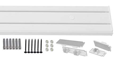 1-2- läufig Gardinenschiene Vorhangschiene Set Vorgebohrt mit Seitendeckel und Montagezubehör 2-laufig 110cm von Sento Gardinenstangen