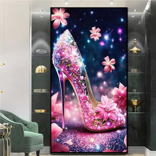 5D Diamond Painting Erwachsene,Rosa Schuhe DIY Diamant Painting Set,Full Square Drill for Beginner Embroidery Pictures Arts Crafts Geschenk für Freunde 50x120cm von Senyanr