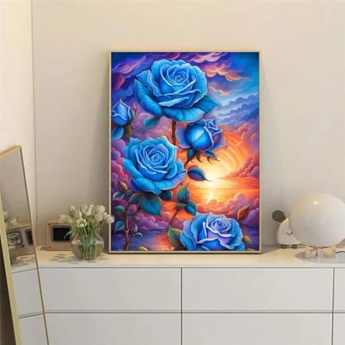 Diamond Painting Erwachsene Blumen Rose Sonnenaufgang,5D Diamant Painting Bilder Set für Anfänger DIY Voller Strass Stickerei Kreuzstich Mosaic Malerei Kunst für Zuhause Dekor Round Drill,70x90cm von Senyanr