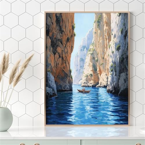 DIY Malen Nach Zahlen Erwachsene Berge Flüsse Paint by Numbers Kit mit Rahmen,mit Pinseln und Acrylfarben Handgemalt Ölgemälde für Home Décor Geschenk - 60x75cm von Senyanr